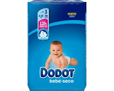 PAÑALES DODOT BEBE SECO TALLA 3 (6 - 10 KILOS) 70 UNIDADES