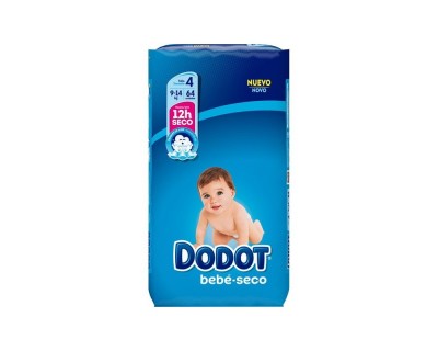 PAÑALES DODOT BEBE SECO TALLA 4 (9 - 14 KILOS) 64 UNIDADES