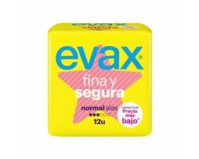 COMPRESAS  EVAX FINA Y SEGURA NORMAL CON ALAS 12 UNIDADES