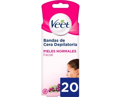 BANDA CERA DEPILATORIA FACIAL VEET PIEL NORMAL 20 UNIDADES