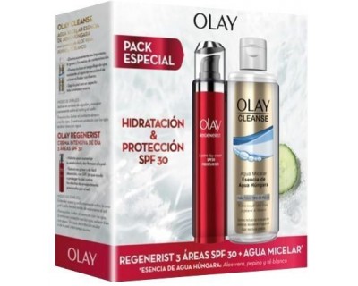 PACK ESPECIAL OLAY REGENERIST 3 AREAS CREMA DE DIA + AGUA MICELAR