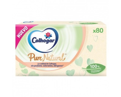 CAJA PAÑUELOS COLHOGAR PURE NATURAL 80 UNIDADES