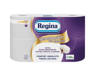 PAPEL HIGIENICO REGINA ALGODON TRES CAPAS - 6 ROLLOS