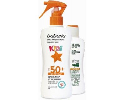 BABARIA KIDS SPRAY PROTECCION SOLAR FACTOR 50 - 200 ML + BALSAMO 100 ML