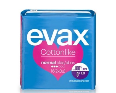 COMPRESAS EVAX COTTONLIKE NORMAL ALAS 16 UNIDADES