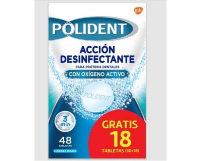 TABLETAS DESINFECTANTES POLIDENT 30+18UNIDADES