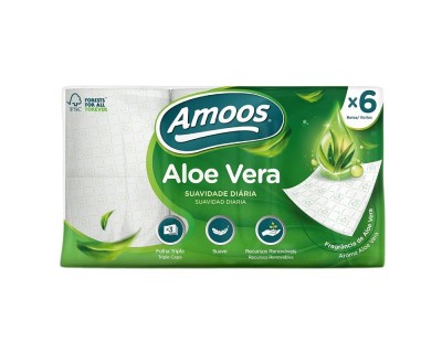 PAPEL HIGIENICO AMOOS ALOE VERA 3CAPAS 6ROLLOS