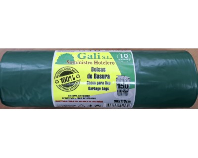 BOLSA BASURA GALI VERDE 90X110 CM GALGA 160 - 10 UNIDADES