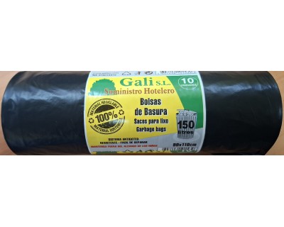 CAJA BOLSA BASURA GALI 90X110 NEGRA GALGA 160 - 21 PAQUETES