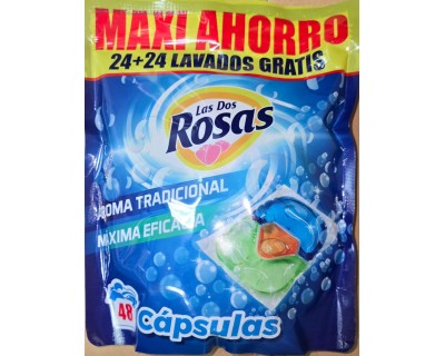 DETERGENTE CAPSULAS LAS DOS ROSAS 24 + 24 UNIDADES